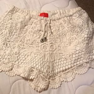 White lace shorts